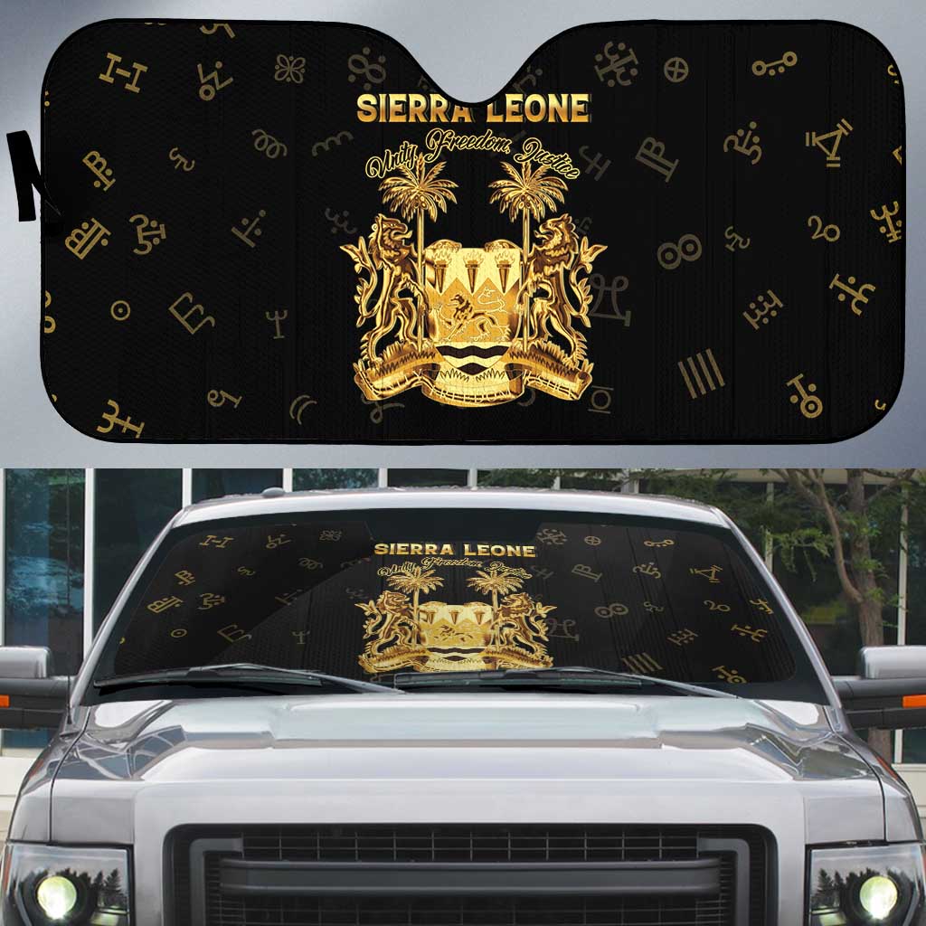 Sierra Leone Vai Syllabary Heritage Auto Sun Shade National Emblem Golden Style
