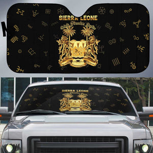 Sierra Leone Vai Syllabary Heritage Auto Sun Shade National Emblem Golden Style