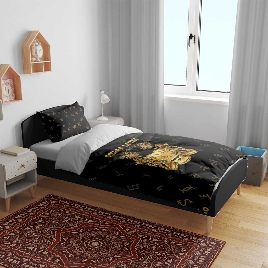 Sierra Leone National Emblem Golden Bedding Set Vai Syllabary Heritage - African Pride