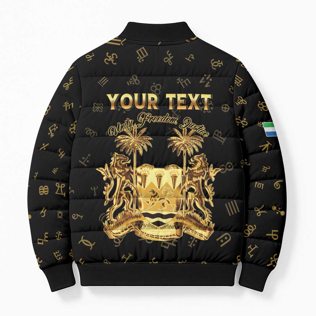 Personalized Sierra Leone Vai Syllabary Heritage Bomber Puffer Jacket National Emblem Golden Style