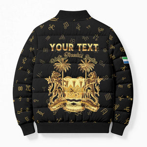 Personalized Sierra Leone Vai Syllabary Heritage Bomber Puffer Jacket National Emblem Golden Style