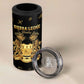 Personalized Sierra Leone National Emblem Golden 4 in 1 Can Cooler Tumbler Vai Syllabary Heritage - African Pride