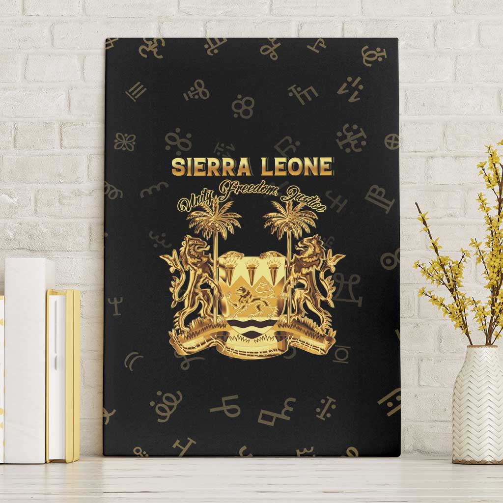 Sierra Leone National Emblem Golden Canvas Wall Art Vai Syllabary Heritage - African Pride