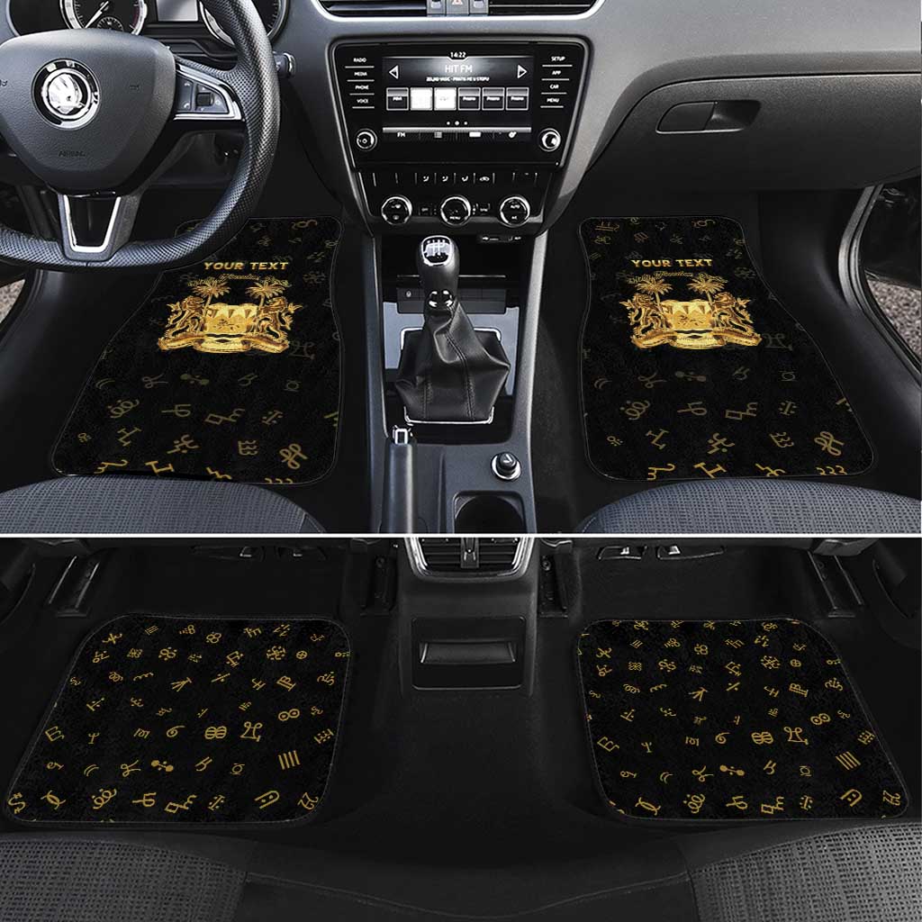 Personalized Sierra Leone National Emblem Golden Car Mats Vai Syllabary Heritage - African Pride