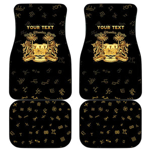 Personalized Sierra Leone National Emblem Golden Car Mats Vai Syllabary Heritage - African Pride