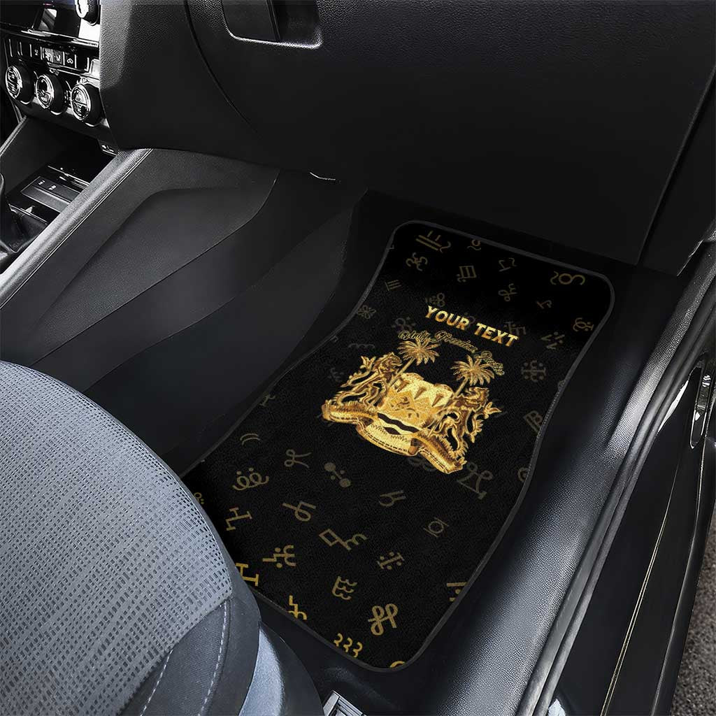 Personalized Sierra Leone National Emblem Golden Car Mats Vai Syllabary Heritage - African Pride