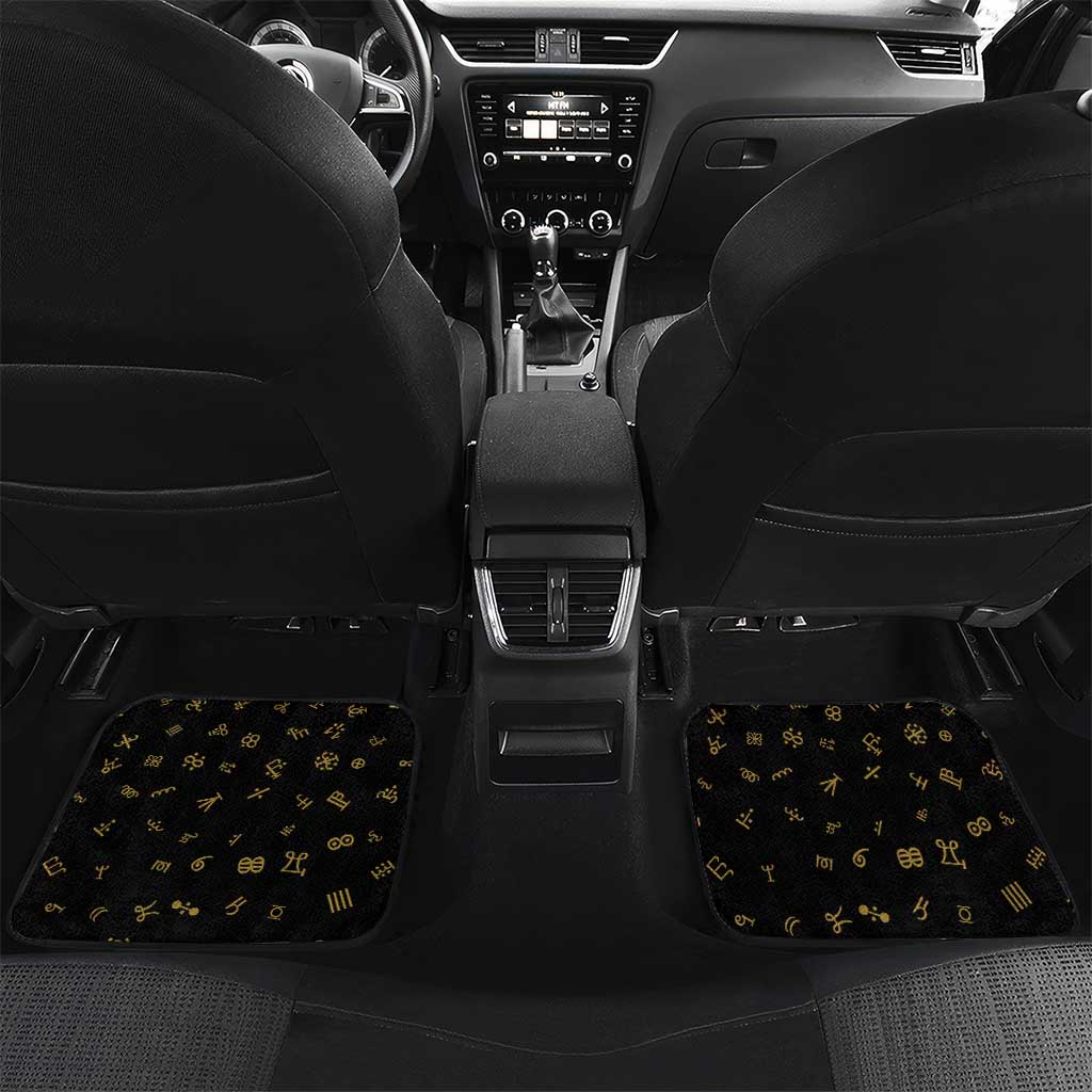 Personalized Sierra Leone National Emblem Golden Car Mats Vai Syllabary Heritage - African Pride