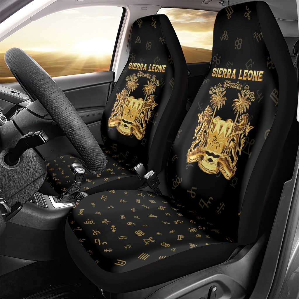 Sierra Leone National Emblem Golden Car Seat Cover Vai Syllabary Heritage - African Pride