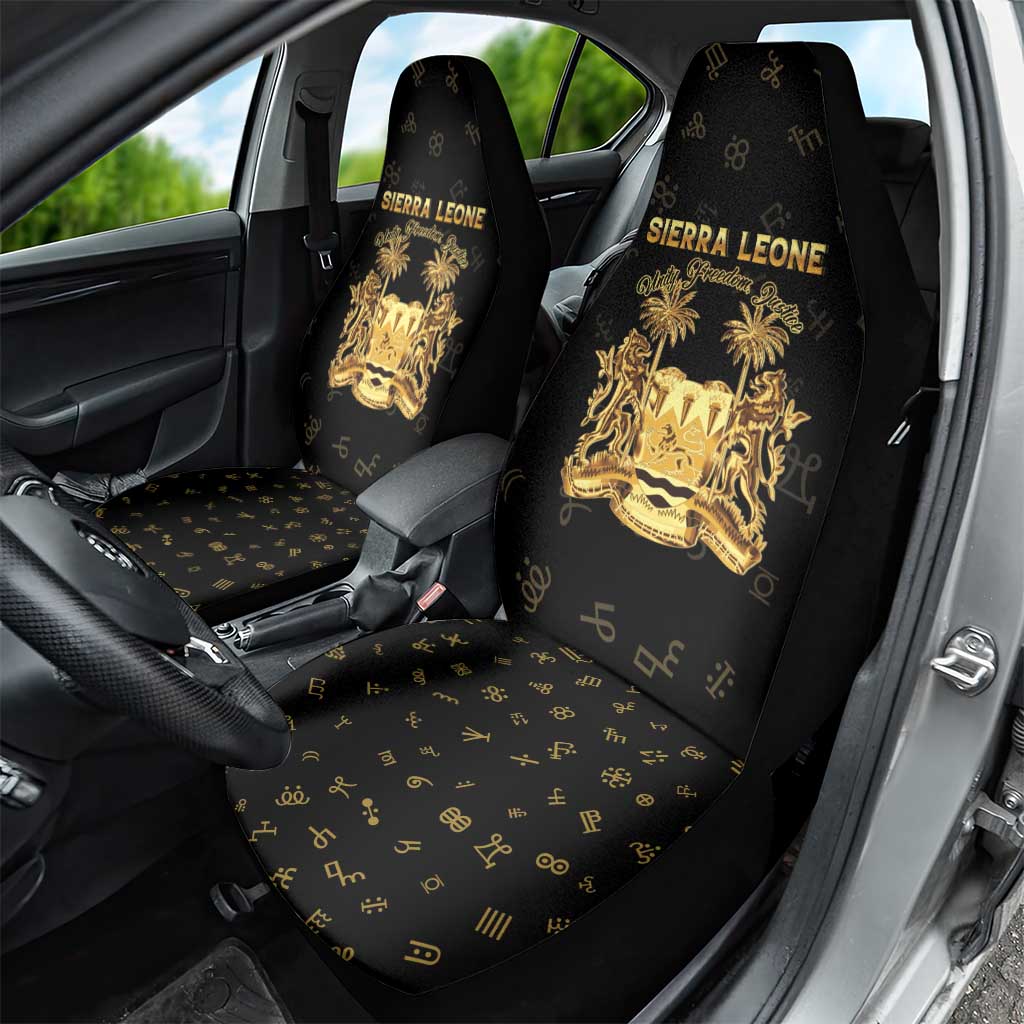 Sierra Leone National Emblem Golden Car Seat Cover Vai Syllabary Heritage - African Pride