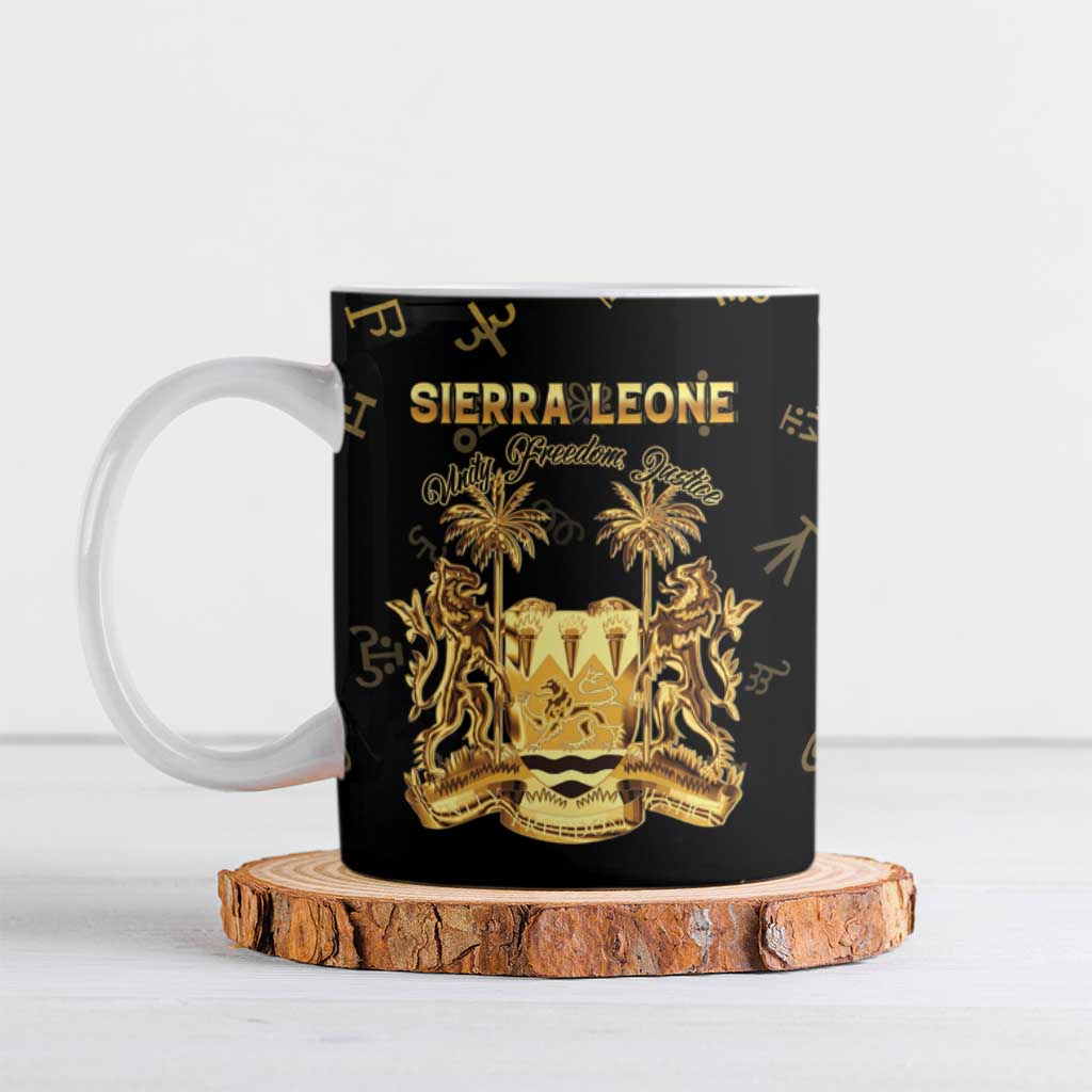 Personalized Sierra Leone Vai Syllabary Heritage Ceramic Mug National Emblem Golden Style
