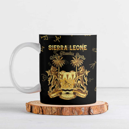 Personalized Sierra Leone Vai Syllabary Heritage Ceramic Mug National Emblem Golden Style