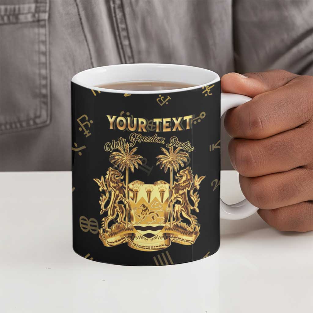 Personalized Sierra Leone Vai Syllabary Heritage Ceramic Mug National Emblem Golden Style