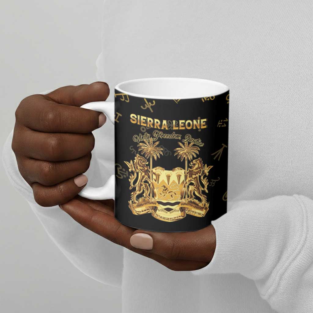 Personalized Sierra Leone Vai Syllabary Heritage Ceramic Mug National Emblem Golden Style