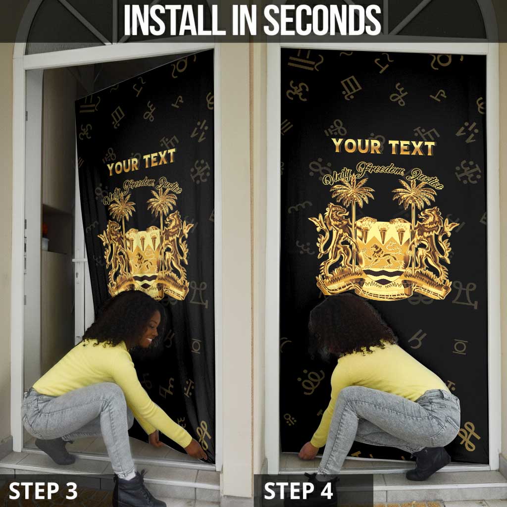 Personalized Sierra Leone Vai Syllabary Heritage Door Cover National Emblem Golden Style
