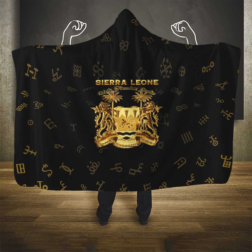 Sierra Leone National Emblem Golden Hooded Blanket Vai Syllabary Heritage - African Pride