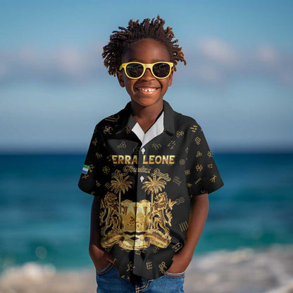 Personalized Sierra Leone National Emblem Golden Kid Hawaiian Shirt Vai Syllabary Heritage - African Pride