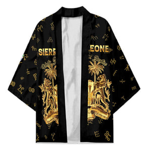 Personalized Sierra Leone Vai Syllabary Heritage Kimono National Emblem Golden Style