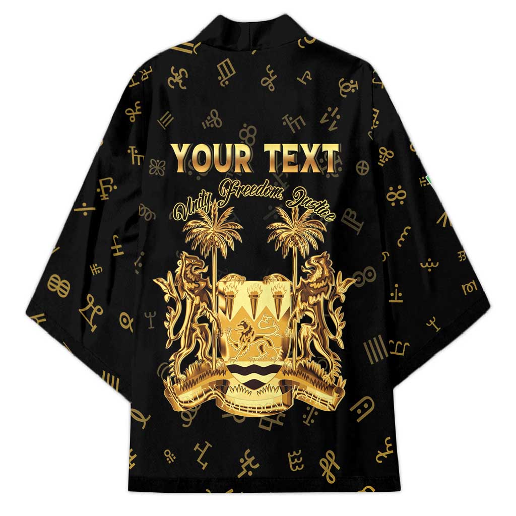 Personalized Sierra Leone Vai Syllabary Heritage Kimono National Emblem Golden Style