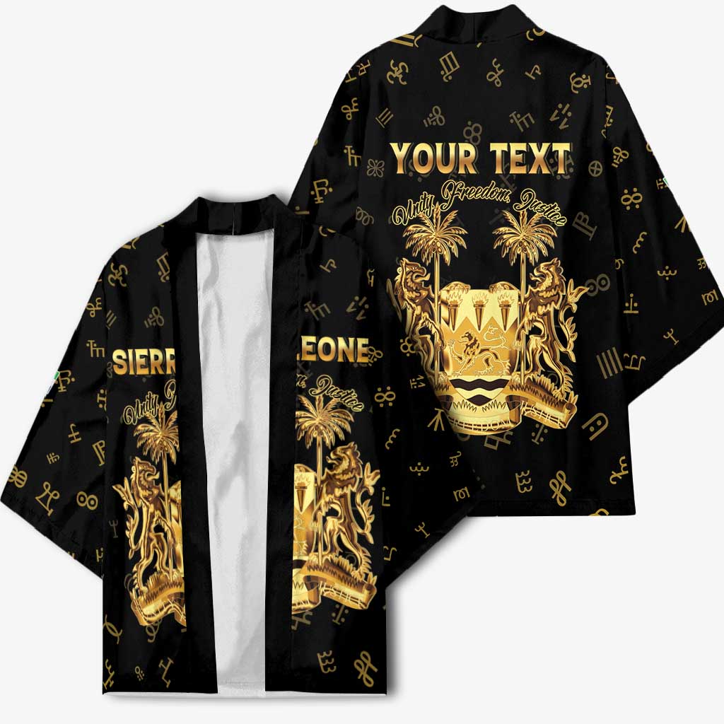 Personalized Sierra Leone Vai Syllabary Heritage Kimono National Emblem Golden Style