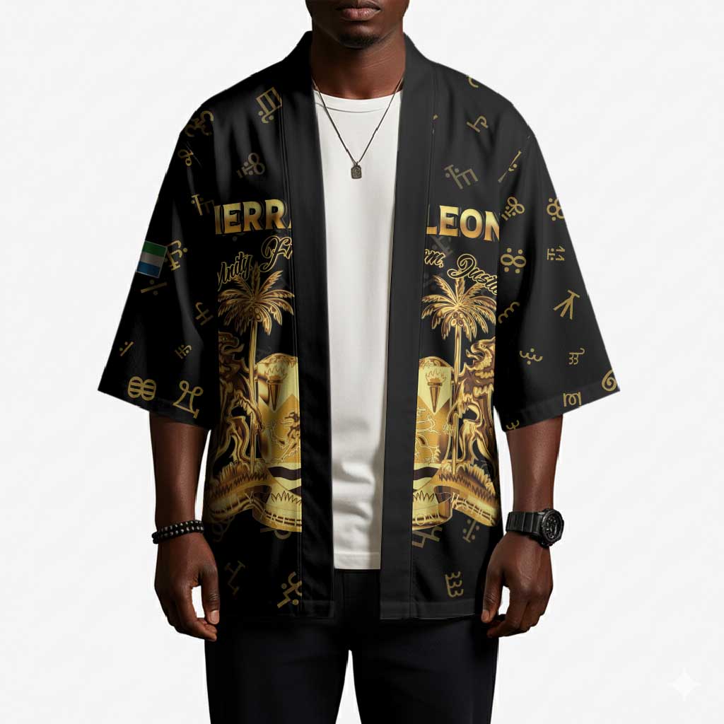 Personalized Sierra Leone Vai Syllabary Heritage Kimono National Emblem Golden Style