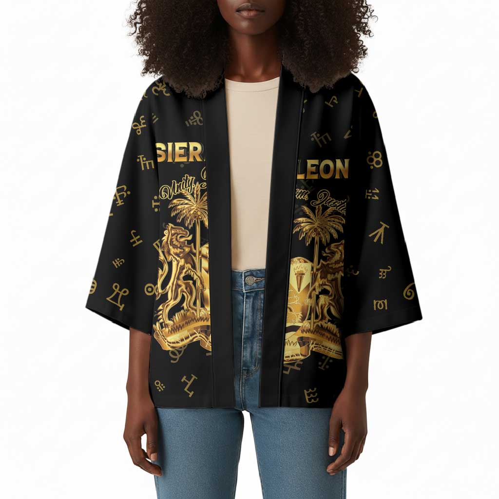 Personalized Sierra Leone Vai Syllabary Heritage Kimono National Emblem Golden Style