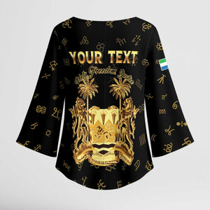 Personalized Sierra Leone Vai Syllabary Heritage Kimono Sleeve Blouse National Emblem Golden Style