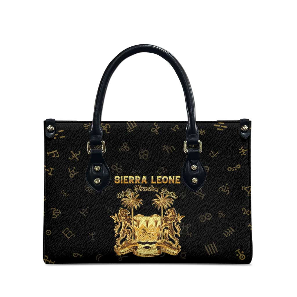 Sierra Leone Vai Syllabary Heritage Leather Bag National Emblem Golden Style