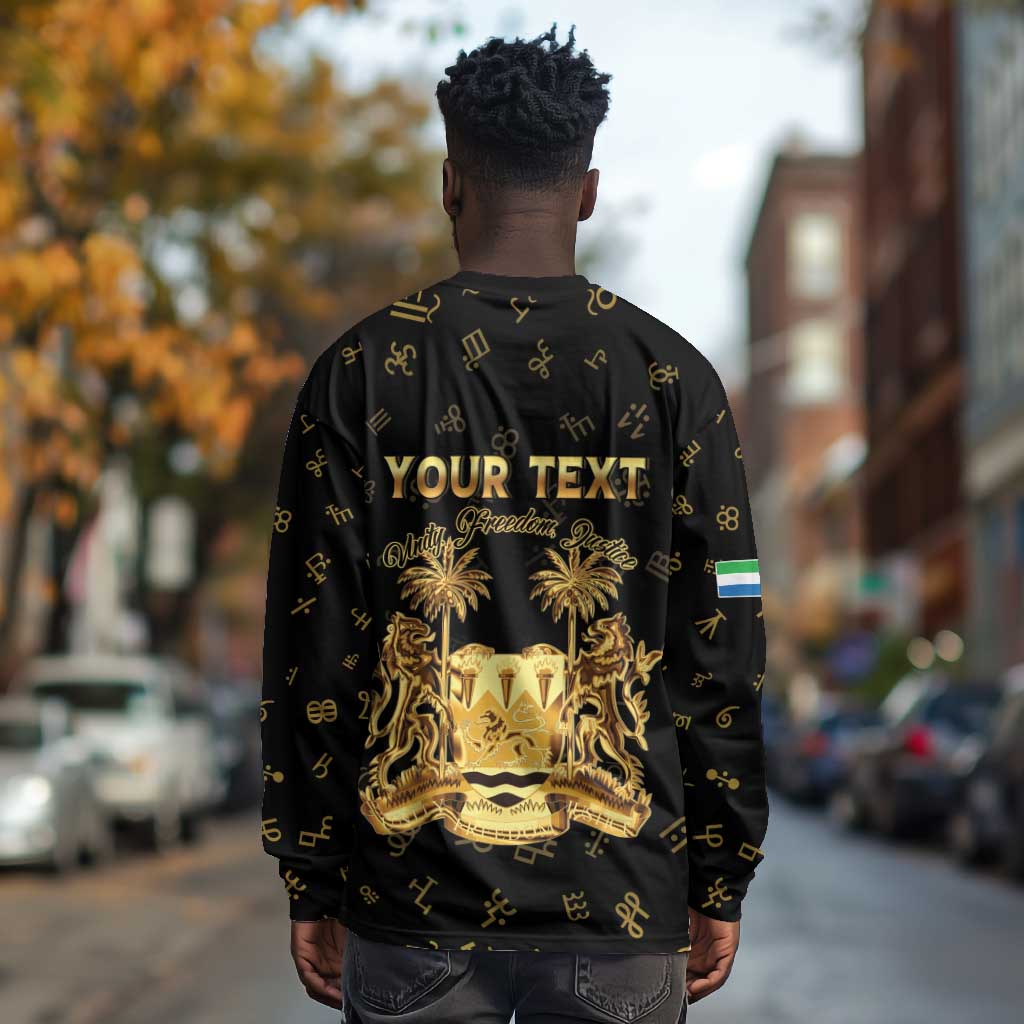 Personalized Sierra Leone National Emblem Golden Long Sleeve Shirt Vai Syllabary Heritage - African Pride