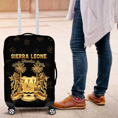 Sierra Leone National Emblem Golden Luggage Cover Vai Syllabary Heritage - African Pride