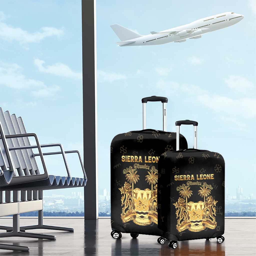 Sierra Leone National Emblem Golden Luggage Cover Vai Syllabary Heritage - African Pride