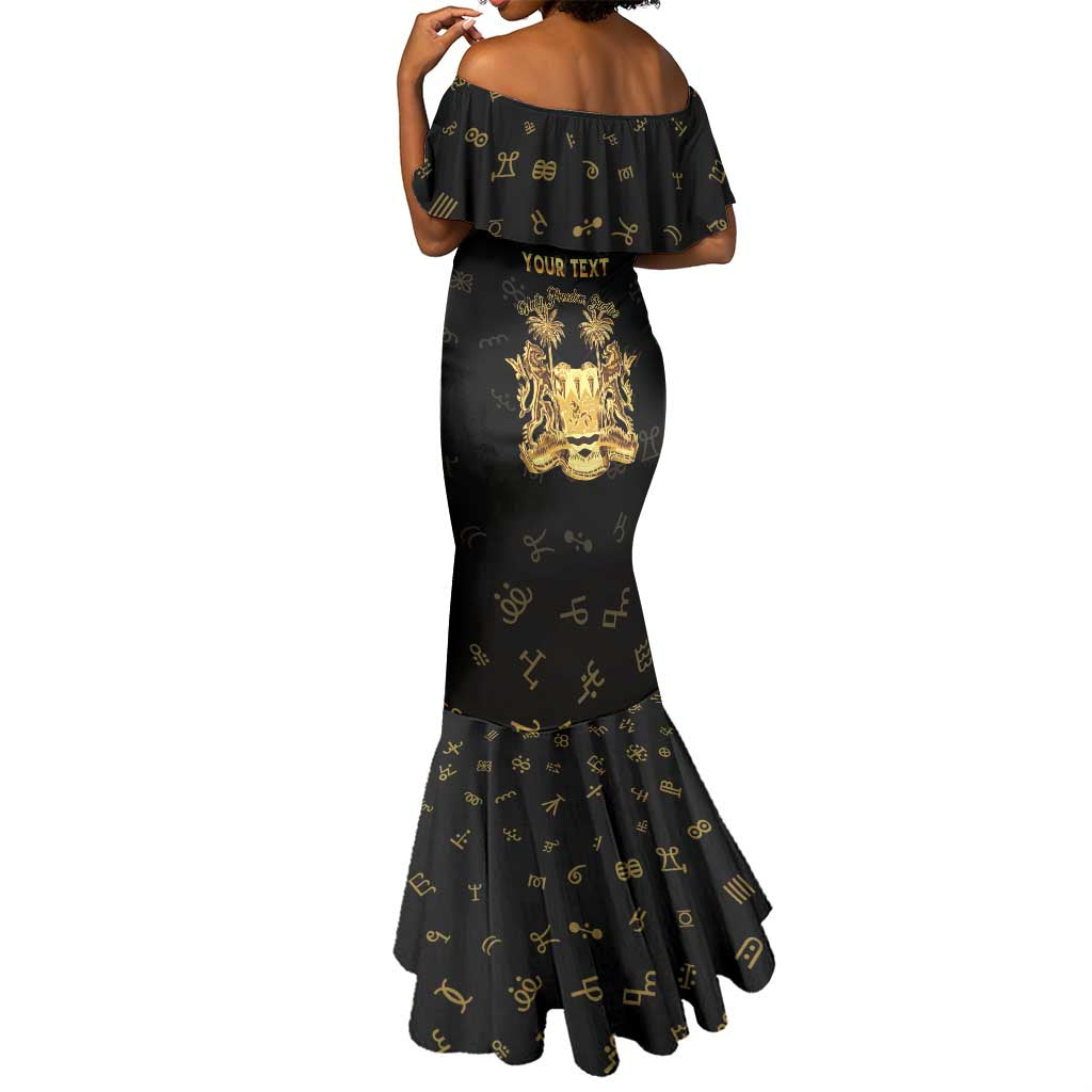 Personalized Sierra Leone National Emblem Golden Mermaid Dress Vai Syllabary Heritage - African Pride