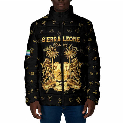 Personalized Sierra Leone Vai Syllabary Heritage Padded Jacket National Emblem Golden Style