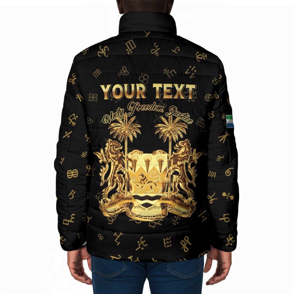 Personalized Sierra Leone Vai Syllabary Heritage Padded Jacket National Emblem Golden Style