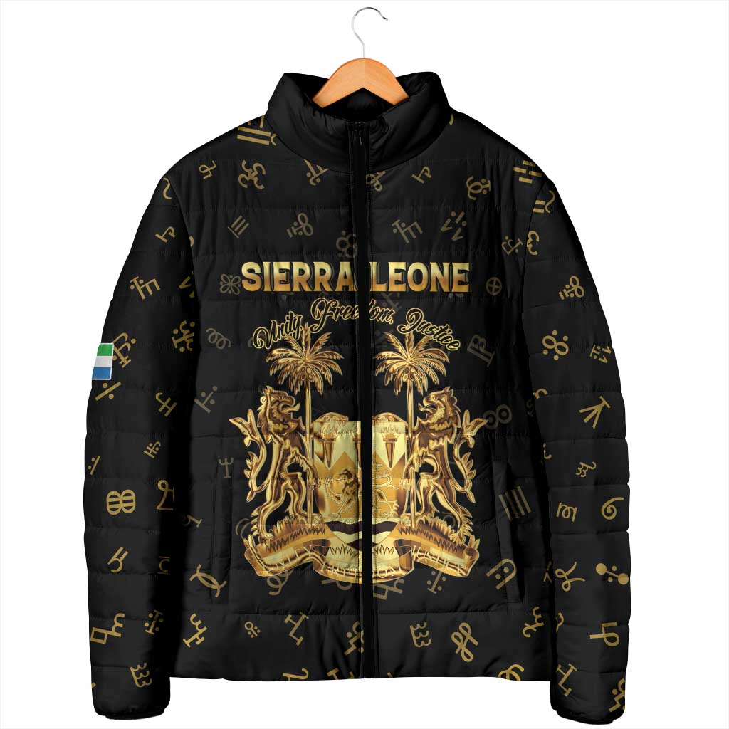 Personalized Sierra Leone Vai Syllabary Heritage Padded Jacket National Emblem Golden Style