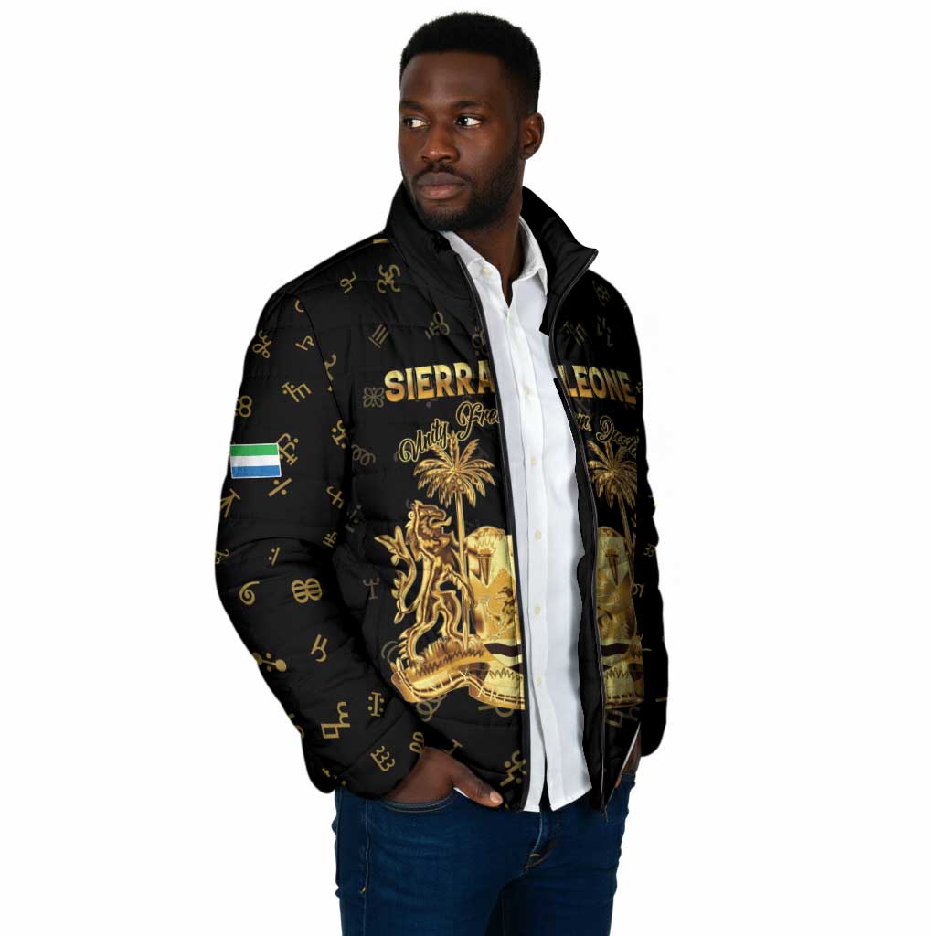 Personalized Sierra Leone Vai Syllabary Heritage Padded Jacket National Emblem Golden Style