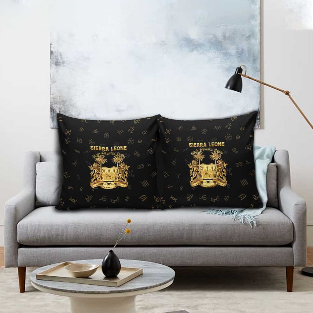 Sierra Leone Vai Syllabary Heritage Pillow Cover National Emblem Golden Style