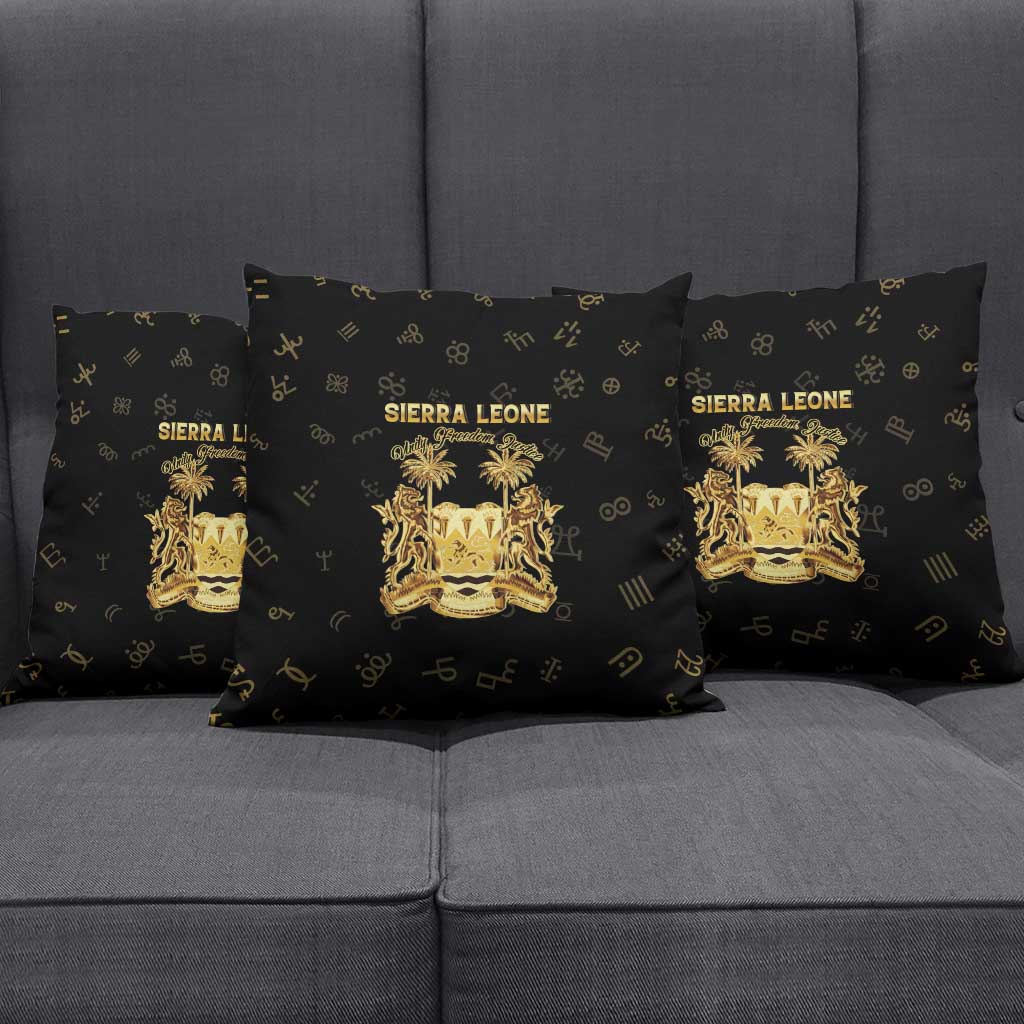 Sierra Leone Vai Syllabary Heritage Pillow Cover National Emblem Golden Style