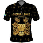 Personalized Sierra Leone National Emblem Golden Polo Shirt Vai Syllabary Heritage - African Pride
