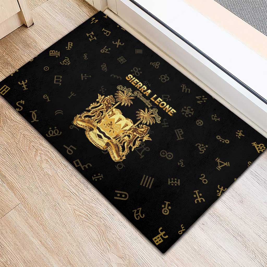 Sierra Leone National Emblem Golden Rubber Doormat Vai Syllabary Heritage - African Pride