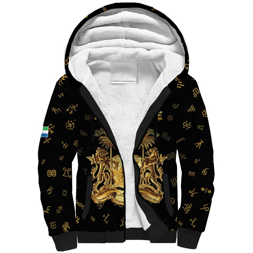 Personalized Sierra Leone National Emblem Golden Sherpa Hoodie Vai Syllabary Heritage - African Pride