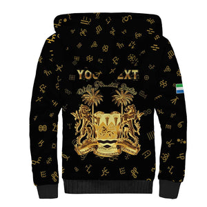Personalized Sierra Leone National Emblem Golden Sherpa Hoodie Vai Syllabary Heritage - African Pride