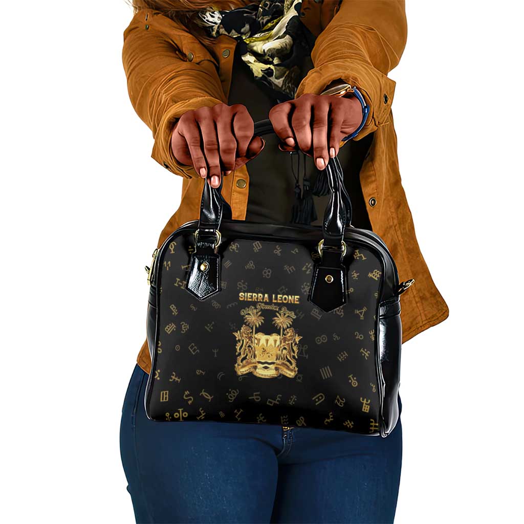 Sierra Leone National Emblem Golden Shoulder Handbag Vai Syllabary Heritage - African Pride