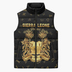 Personalized Sierra Leone Vai Syllabary Heritage Sleeveless Puffer Jacket National Emblem Golden Style