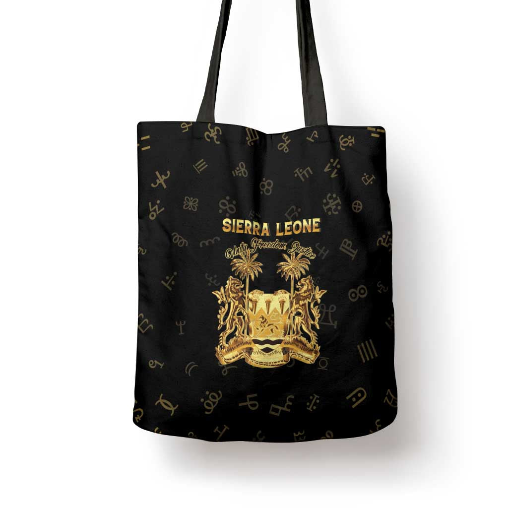 Sierra Leone Vai Syllabary Heritage Tote Bag National Emblem Golden Style
