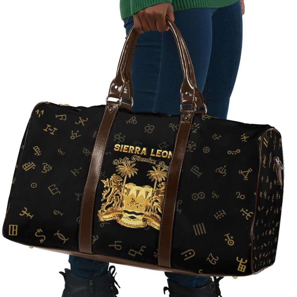Sierra Leone Vai Syllabary Heritage Travel Bag National Emblem Golden Style