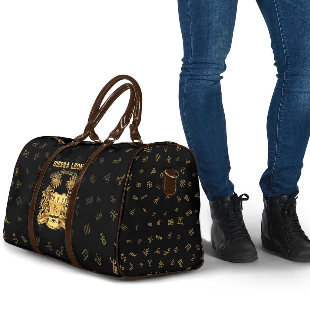 Sierra Leone Vai Syllabary Heritage Travel Bag National Emblem Golden Style