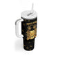 Personalized Sierra Leone National Emblem Golden Tumbler With Handle Vai Syllabary Heritage - African Pride