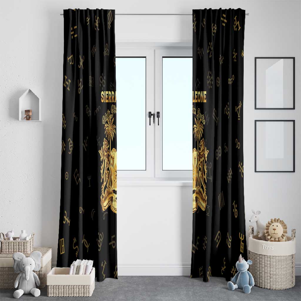 Sierra Leone National Emblem Golden Window Curtain Vai Syllabary Heritage - African Pride