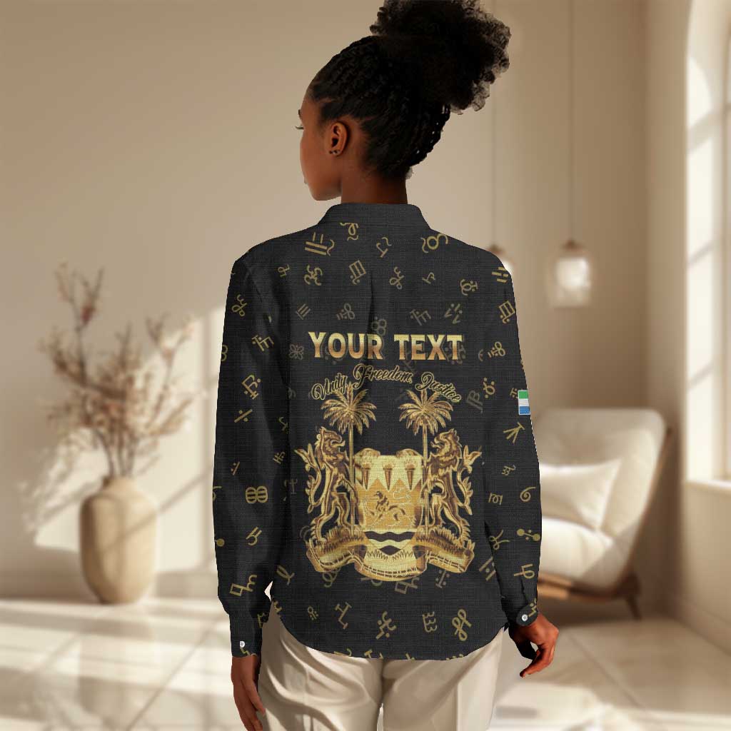 Personalized Sierra Leone National Emblem Golden Women Casual Shirt Vai Syllabary Heritage - African Pride