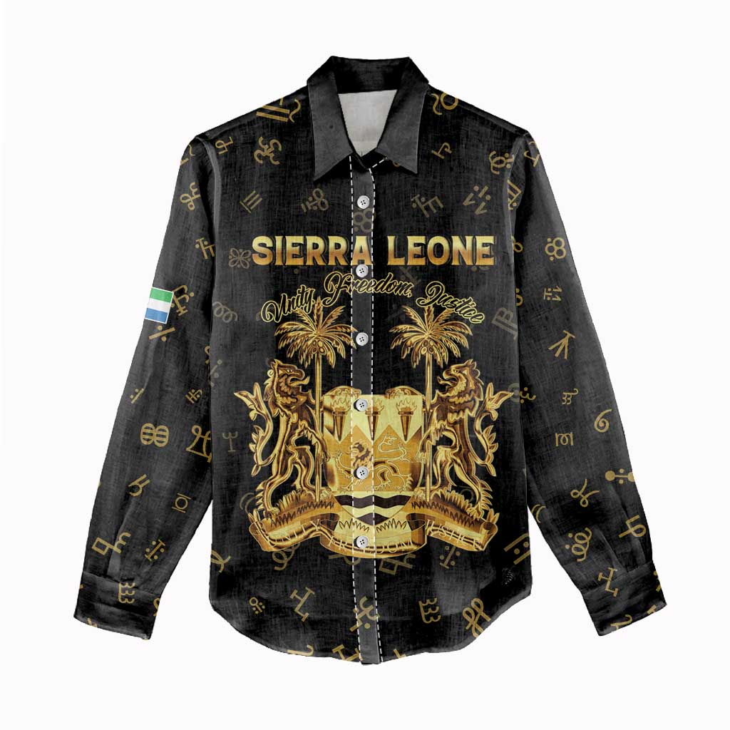 Personalized Sierra Leone National Emblem Golden Women Casual Shirt Vai Syllabary Heritage - African Pride